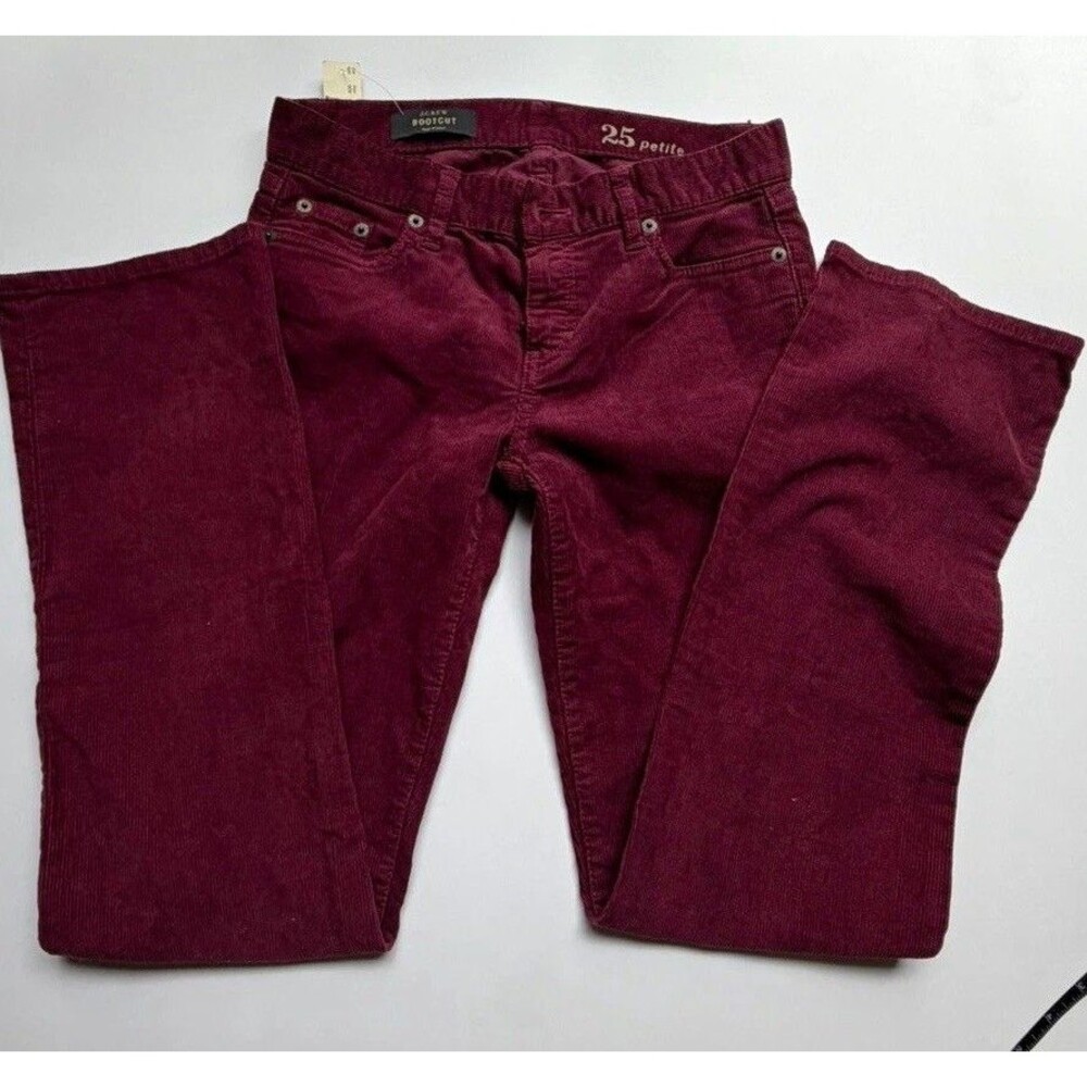 J.Crew Women’s Bootcut Corduroy Pants Burgundy Petite 24P 25in Waist
